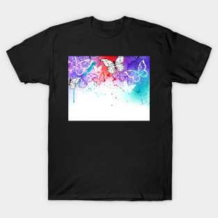 Butterflies on Watercolor T-Shirt